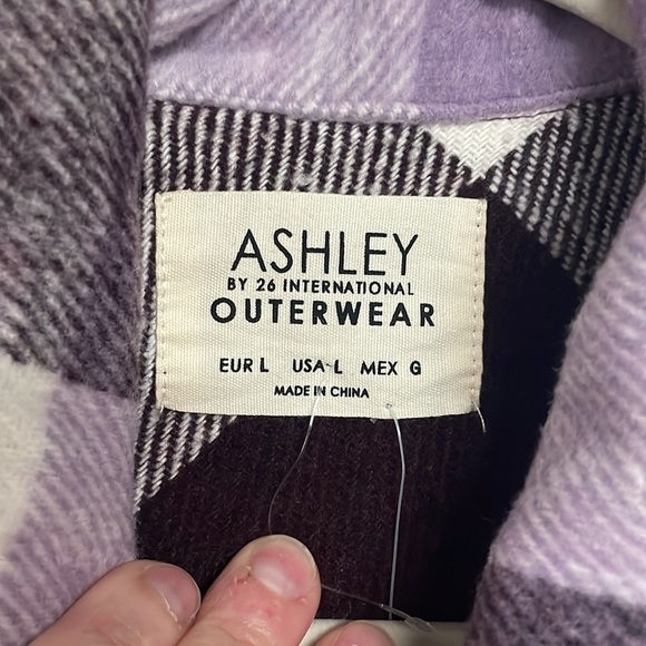 Ashley by 26 International Outerwear purple and white buffalo plaid long jacket - Picture 3 of 6